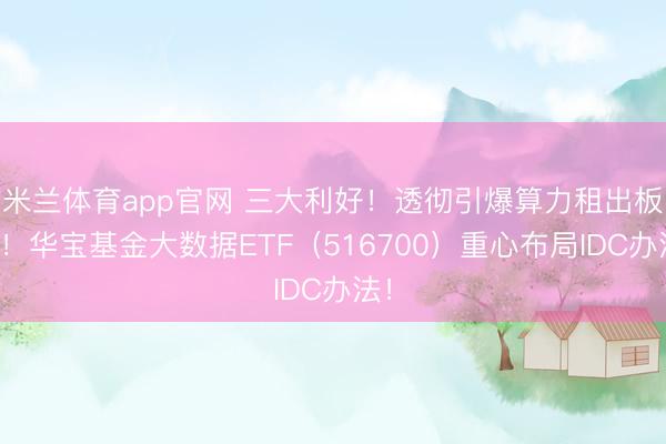 米兰体育app官网 三大利好!透彻引爆算力租出板块!华宝基金大数据ETF(516700)重心布局IDC办法!