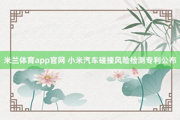 米兰体育app官网 小米汽车碰撞风险检测专利公布