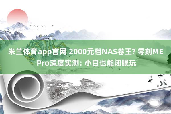 米兰体育app官网 2000元档NAS卷王? 零刻ME Pro深度实测: 小白也能闭眼玩