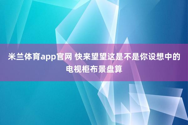 米兰体育app官网 快来望望这是不是你设想中的电视柜布景盘算