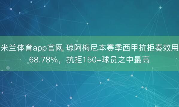米兰体育app官网 琼阿梅尼本赛季西甲抗拒奏效用68.78%，抗拒150+球员之中最高