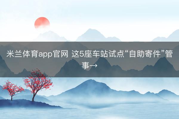 米兰体育app官网 这5座车站试点“自助寄件”管事→